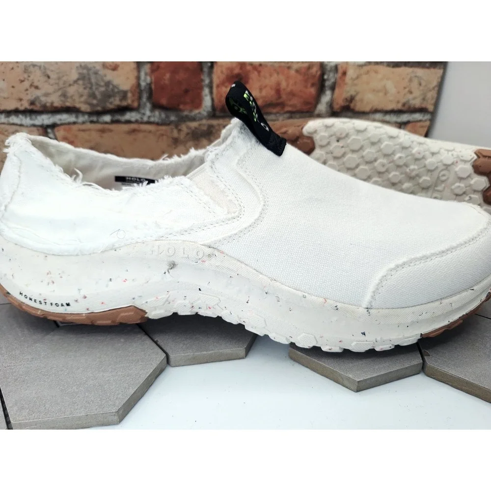 HOLO Footwear Eco Mens 14 White Canvas Slip On Summer Linen Style Casual Loafers